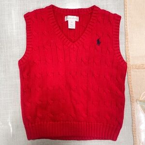 Ralph Lauren Red Cable Knit Toddler Baby Sweater Vest size 18 Months